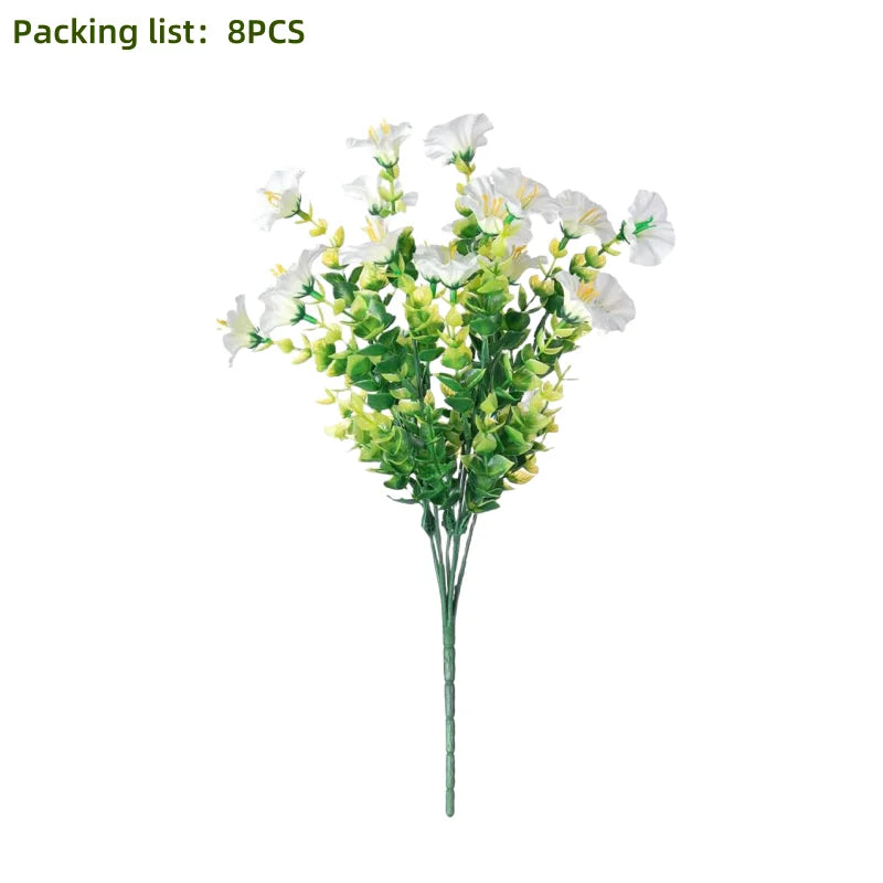 artificial flower branches set of 8, uv resistant, plastic, ideal for indoor, outdoor, home decor, parties, events, anniversaries, birthdays, weddings, graduations