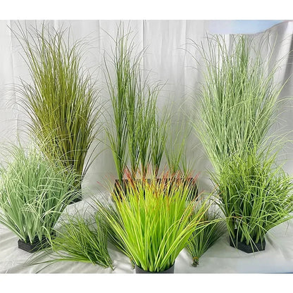 Artificial Green Grass Bush Set - PVC Material, 10 Piece Decorative Faux Reeds for Home, Outdoor, and Exhibition Use, Perfect for Floor Display and Simulated Grasslands