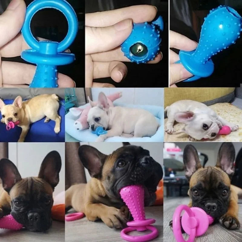 rubber pacifier ring chew toy for small dogs | durable bite-resistant | promotes dental health | puppy training aid | random colourful selection