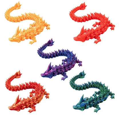 3D Printed Luminous Chinese Loong Flexible Dragon Figurine Home Decoration Gifts