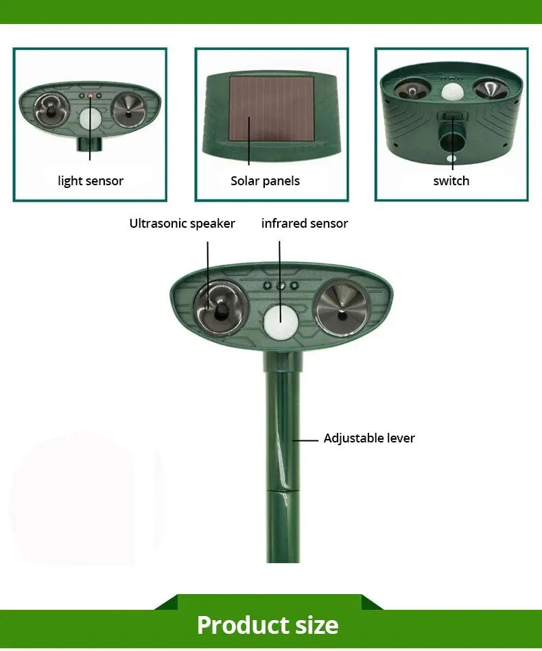 b0dwspfzt4 1pc ultrasound  repellant cat dog repellant solar powered rechargeable garden waterproof creature deterrent for farm yard