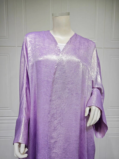 Shiny Satin Batwing Abaya Caftan Femme Open Abayas Luxury Kaftan for Women Dubai Turkey Kebaya Outfit Robe Clothing Musulmane - Elegant and Stylish Fashion