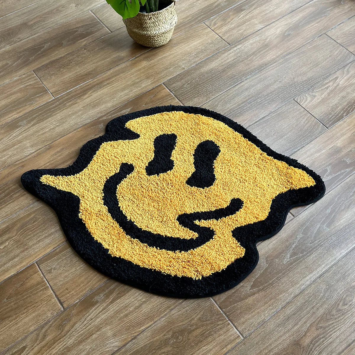 yellow tensile trippy smiling tufting rug soft fluffy kitchen toilet mat non-slip absorbent funny custom bath doormat for home décor