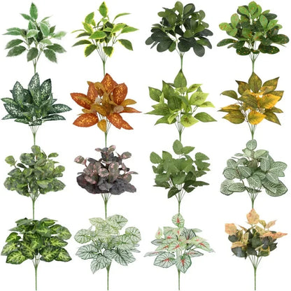 Artificial Tortoiseshell Leaf Dieffenbachia, Silk Fake Plant for Living Room Decor, Small Fairy Taro Design, Indoor & Outdoor Decoration, Plastic & Silk Material