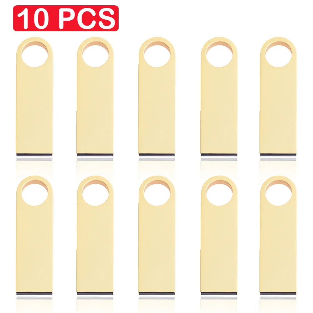 10 pcs lot mini metal usb flash drive 128gb creative business gift memory stick 64gb real capacity pen drive 32gb golden u disk