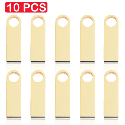 10 PCS LOT Mini Metal USB Flash Drive 128GB Creative Business Gift Memory Stick 64GB Real Capacity Pen Drive 32GB Golden U Disk