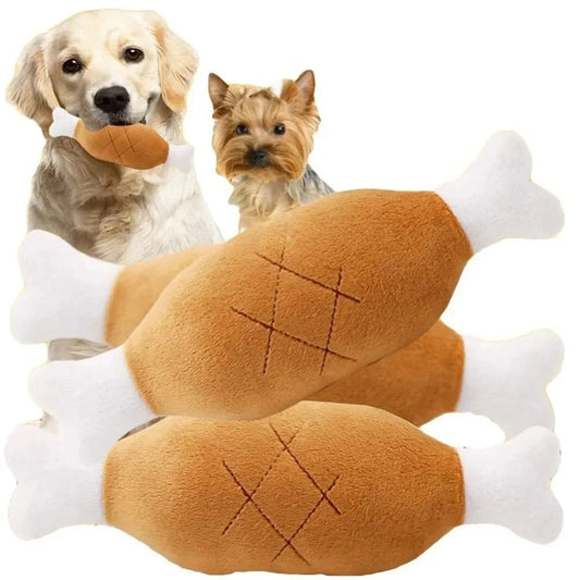 Plush Pet Chew Toy, Chicken Leg Shape with Squeaker, Durable Soft Material for Dogs & Cats, Interactive Indoor Play, Keeps Pets Engaged, Ideal for Pet-Lovers