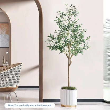 Artificial Olive Tree with Pot, 4-6 FT Tall Fake Plant, Realistic Fruit, Indoor Outdoor Decoration for Home Office, Halloween Christmas Décor, Floor Standing