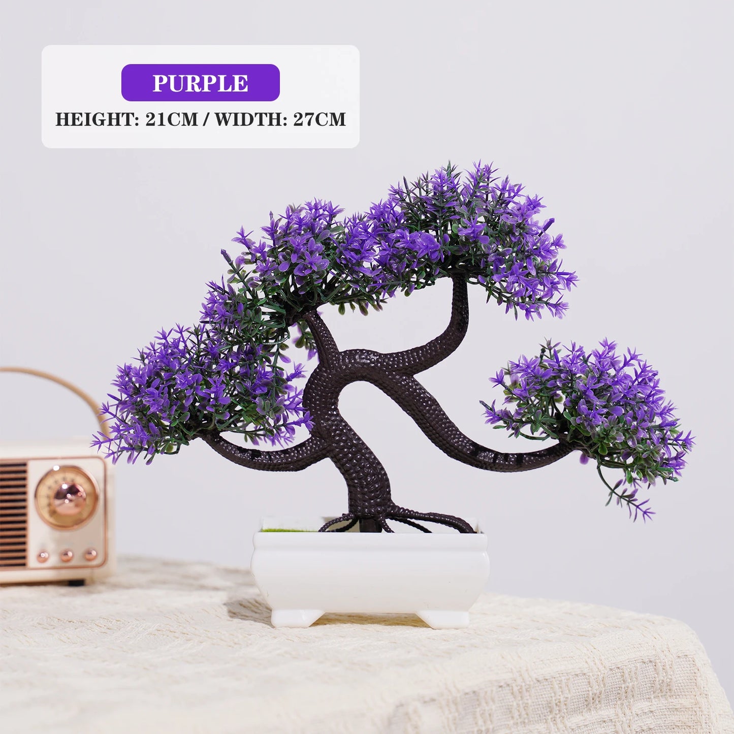 artificial bonsai tree with pot, small fake plant for table decor, plastic potted ornament for home office hotel garden decoration, outdoor use