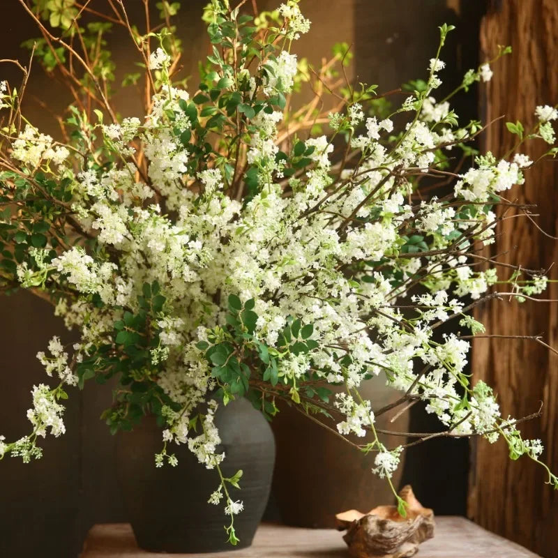 artistic white artificial flower branch 100cm | silk texture | home & event decor | ideal for weddings, anniversaries & indoor decoration