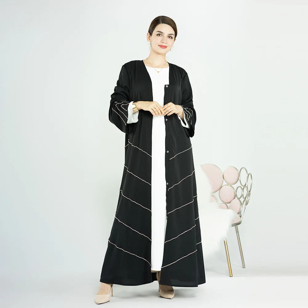 dubai 2024 luxury opened kimono abaya long loose dress prayer garment for women - elegant party kaftan, modest islamic fashion, spring summer wear, sizes s-xxl