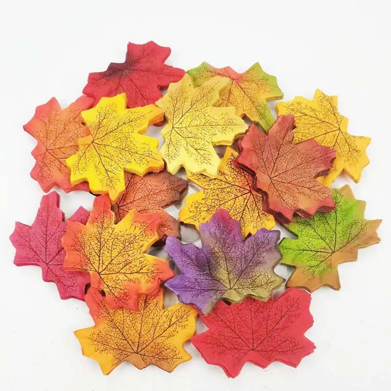pack of 50 or 100 silk artificial maple leaves for seasonal decor, weddings, christmas, halloween, and diy crafts, ideal for indoor and outdoor home decoration