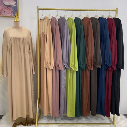 Modest Loose Muslim Dress Abaya Eid Ramadan Elegant With Pocket for Women, Comfortable Fit, Stylish Design, Perfect for Prayer and Daily Wear, Various Colors Available