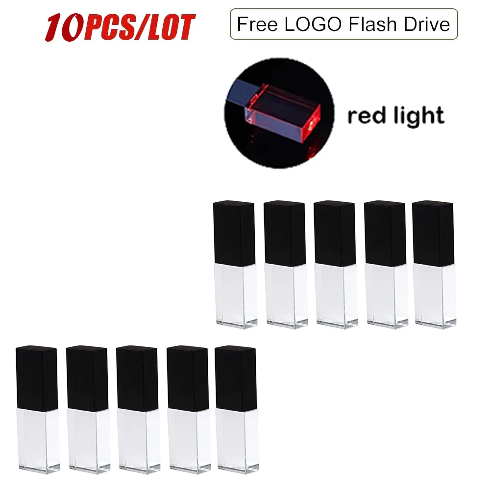 10 pcs lot golden crystal usb flash drive 128gb 64gb memory stick wedding gifts free logo custom 3d laser engraving u disk portable storage pen drive