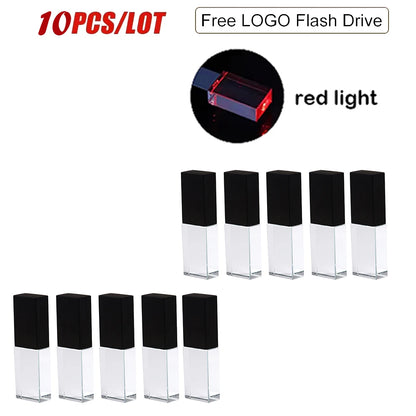 10 PCS LOT Golden Crystal USB Flash Drive 128GB 64GB Memory Stick Wedding Gifts Free Logo Custom 3D Laser Engraving U Disk Portable Storage Pen Drive