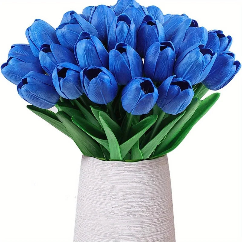 vibrant real touch artificial tulip bouquet, silk flower branches for home decor, wedding, anniversary, birthday, housewarming, indoor display