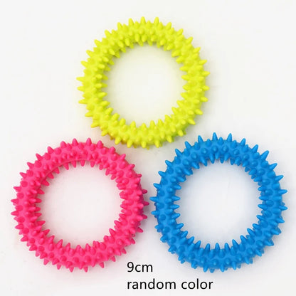 Rubber Pacifier Ring Chew Toy for Small Dogs | Durable Bite-Resistant | Promotes Dental Health | Puppy Training Aid | Random Colourful Selection
