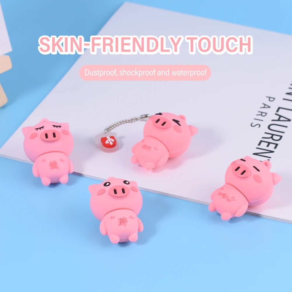 cute pink pig usb flash drive, silicone usb 2.0 stick, 4gb 8gb 16gb 32gb storage, creative student gift, cartoon memory stick for girls