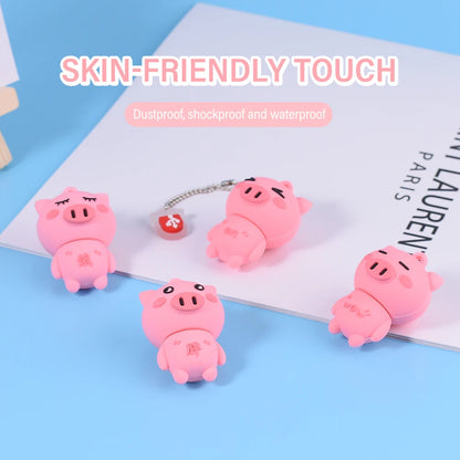 Cute Pink Pig USB Flash Drive, Silicone USB 2.0 Stick, 4GB 8GB 16GB 32GB Storage, Creative Student Gift, Cartoon Memory Stick for Girls