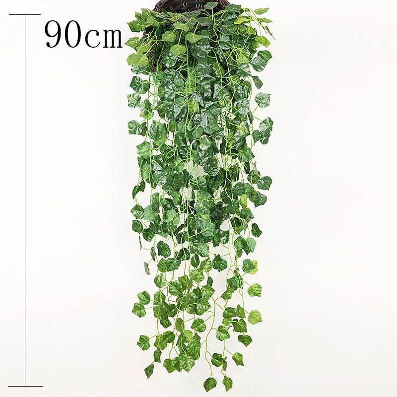 artificial ivy garland rattan vine - home, bridal shower, outdoor decor - 2.1m/2.3m length, hanging fake foliage, greenery creeper, leaf wreath for exhibition use