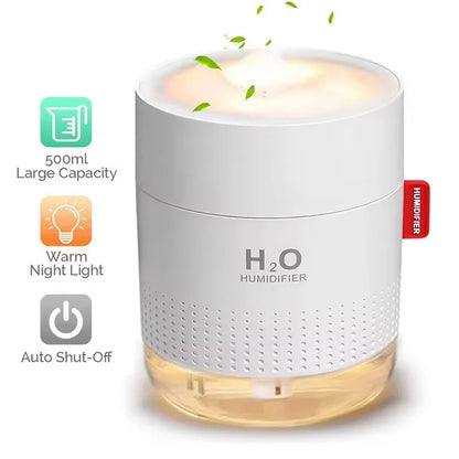 B09HBQDYHR 500ml portable ultrasonic air humidifier Essential oil diffuser Snow Mountain LED light scene air humidifier