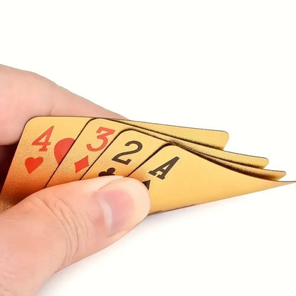 Gold Plated Foil Poker Cards Deck Waterproof Plastic Playing Card Game Props for Luxurious Game Nights, Perfect for All Ages, Durable and Easy to Clean