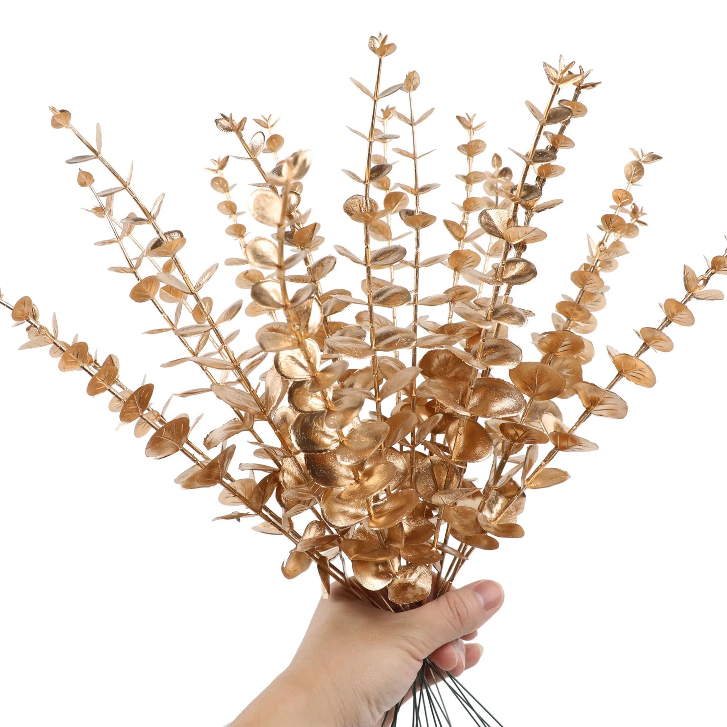 12 artificial eucalyptus stems, silver dollar greenery, faux branches for wedding bouquets, floral arrangements, home and outdoor decoration, 12 piece set