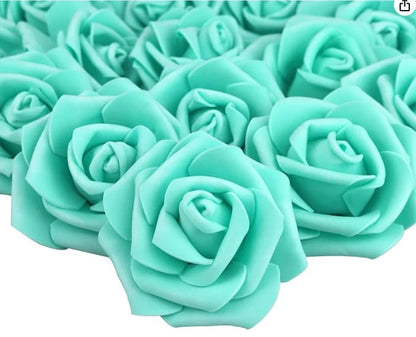 Artificial Soft Foam Rose Heads - PE Material Blooms for Wedding, Party, Home Decor, DIY Crafts, Floral Arrangements, Baby Showers, Indoor Use, White & Pink Petals