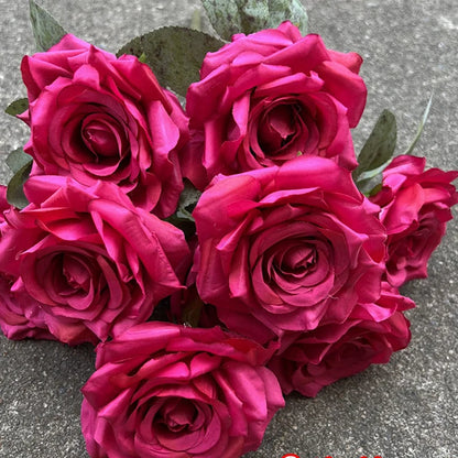 9 Heads Diamond Rose Artificial Floral Bride Bouquet Wedding Flower Wall Accessories Party Gift Home Decor Photo Props decor