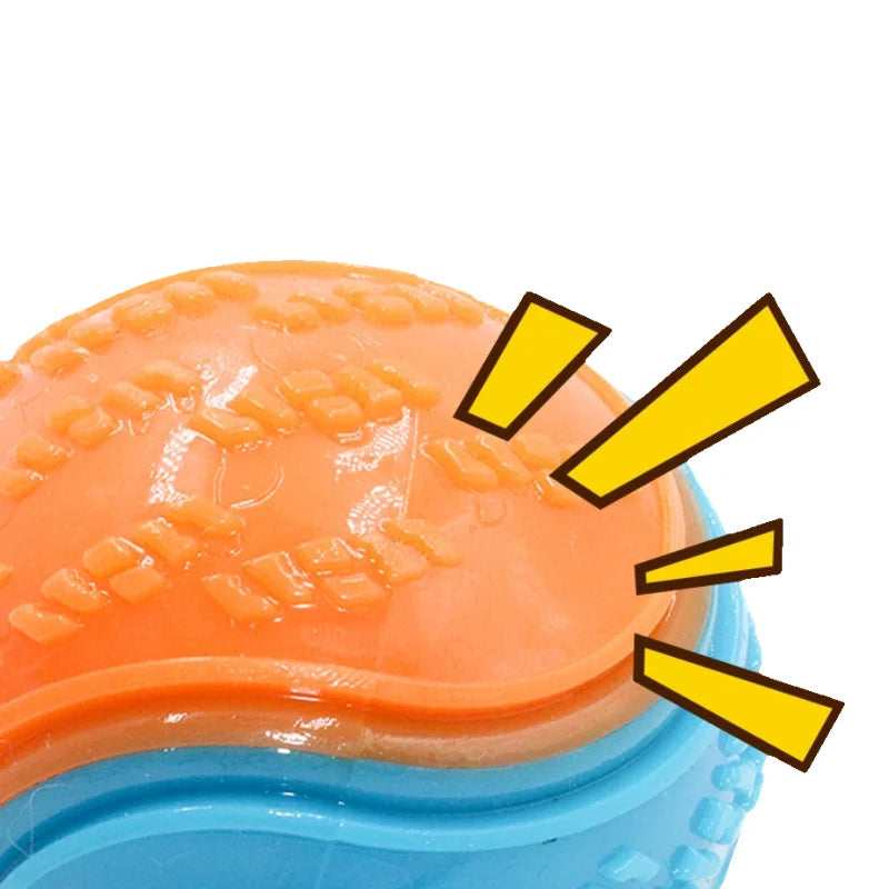 dog chew ball toy tpr material for aggressive chewers, cooling & squeaky, interactive teeth cleaning, summer pet exercise play, suitable for all sizes, safe fun