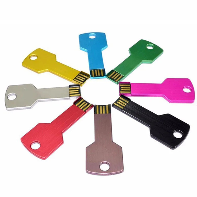 usb 2.0 key shape flash drive, waterproof metal pen drive, 4gb-64gb memory stick, portable data storage for business and personal use