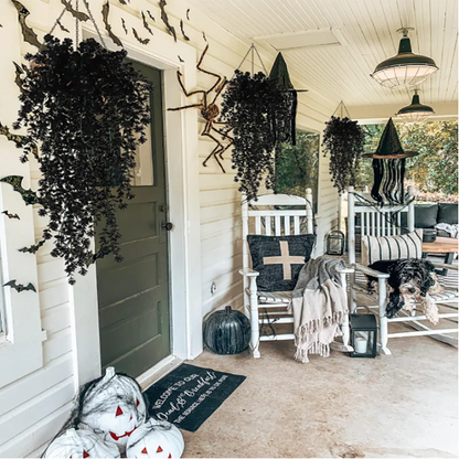 Artificial Black Vines, UV-Resistant Hanging Decoration, Set of 2 - Perfect for Outdoor, Indoor, Home, Garden, Halloween, Bridal Showers, and Exhibitions