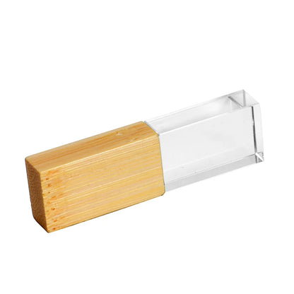 USB Crystal Wood Flash Drive 128GB with Walnut Box – Elegant Memory Stick for Weddings, Gifts, and Storage – Available in 64GB, 32GB, 16GB Options