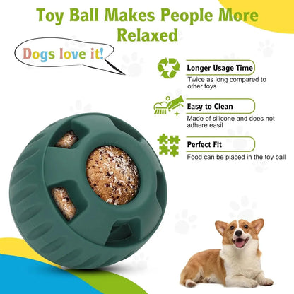 Durable Interactive Dog Treat Dispenser Toy, Treat-Fillable Chew Ball for Dogs, Easy-Clean Puzzle Toy, Stimulates Minds, Non-Electrical Indoor Fun, Promotes Dental Health