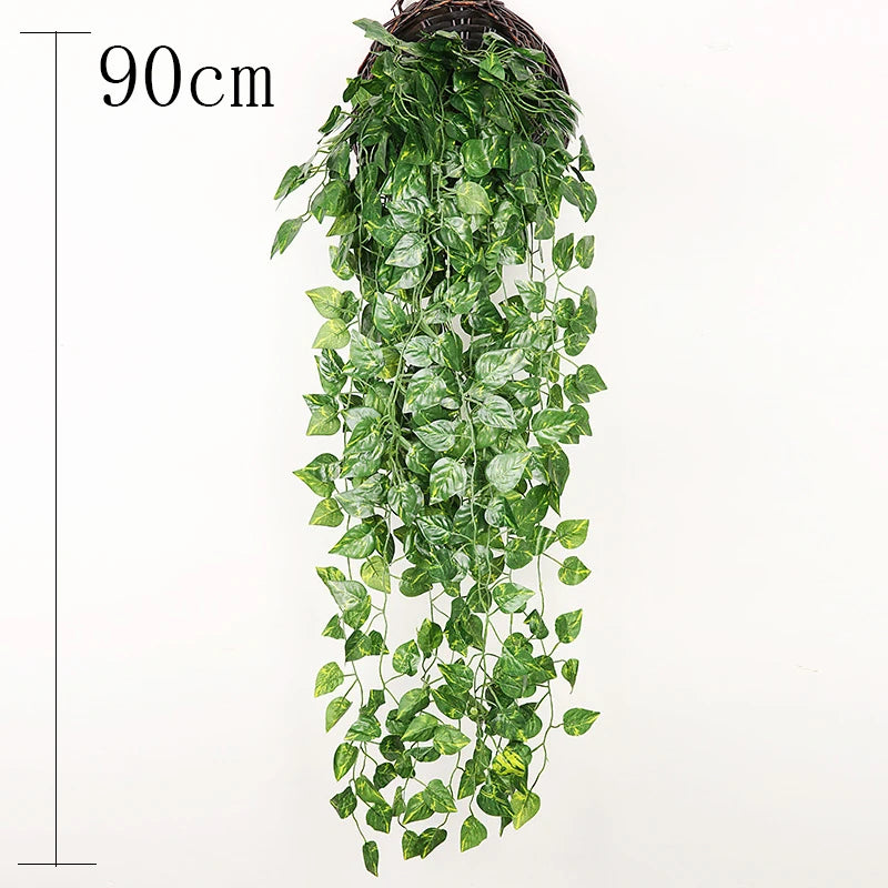 artificial ivy garland rattan vine - home, bridal shower, outdoor decor - 2.1m/2.3m length, hanging fake foliage, greenery creeper, leaf wreath for exhibition use