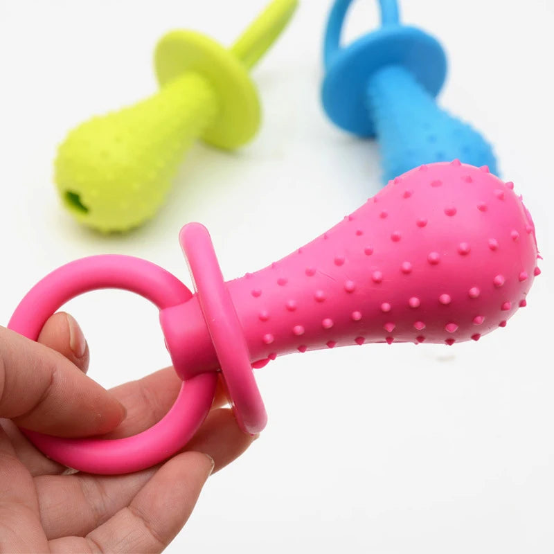 rubber pacifier ring chew toy for small dogs | durable bite-resistant | promotes dental health | puppy training aid | random colourful selection