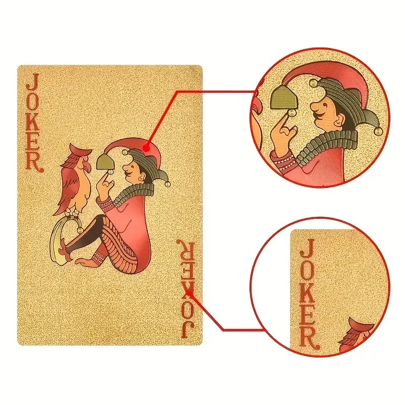 gold plated foil poker cards deck waterproof plastic playing card game props for luxurious game nights, perfect for all ages, durable and easy to clean