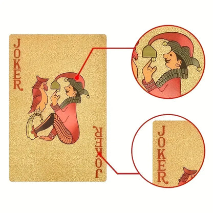 Gold Plated Foil Poker Cards Deck Waterproof Plastic Playing Card Game Props for Luxurious Game Nights, Perfect for All Ages, Durable and Easy to Clean