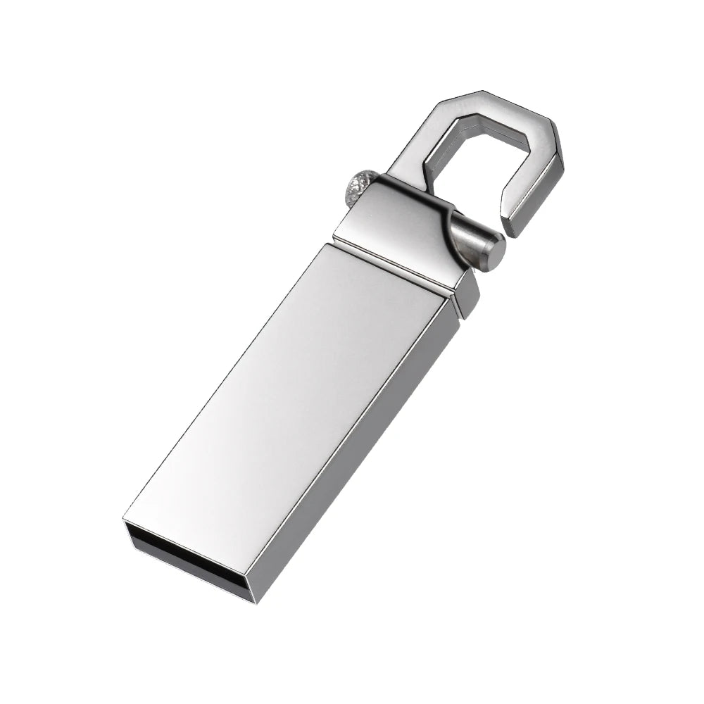 usb 2.0 flash drive 64gb metal mini carabiner, waterproof high speed memory stick for business and photography, available in gray, silver, gold - 32gb, 16gb options