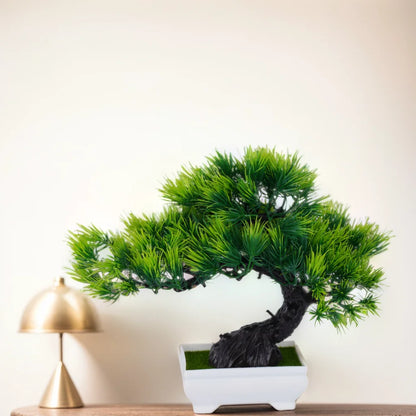 Green Artificial Bonsai Plants - Small Tree Grass and Flowers in Pot, Indoor Outdoor Decoration for Home, Office, Wedding, Anniversary, Exhibition, Halloween Decor