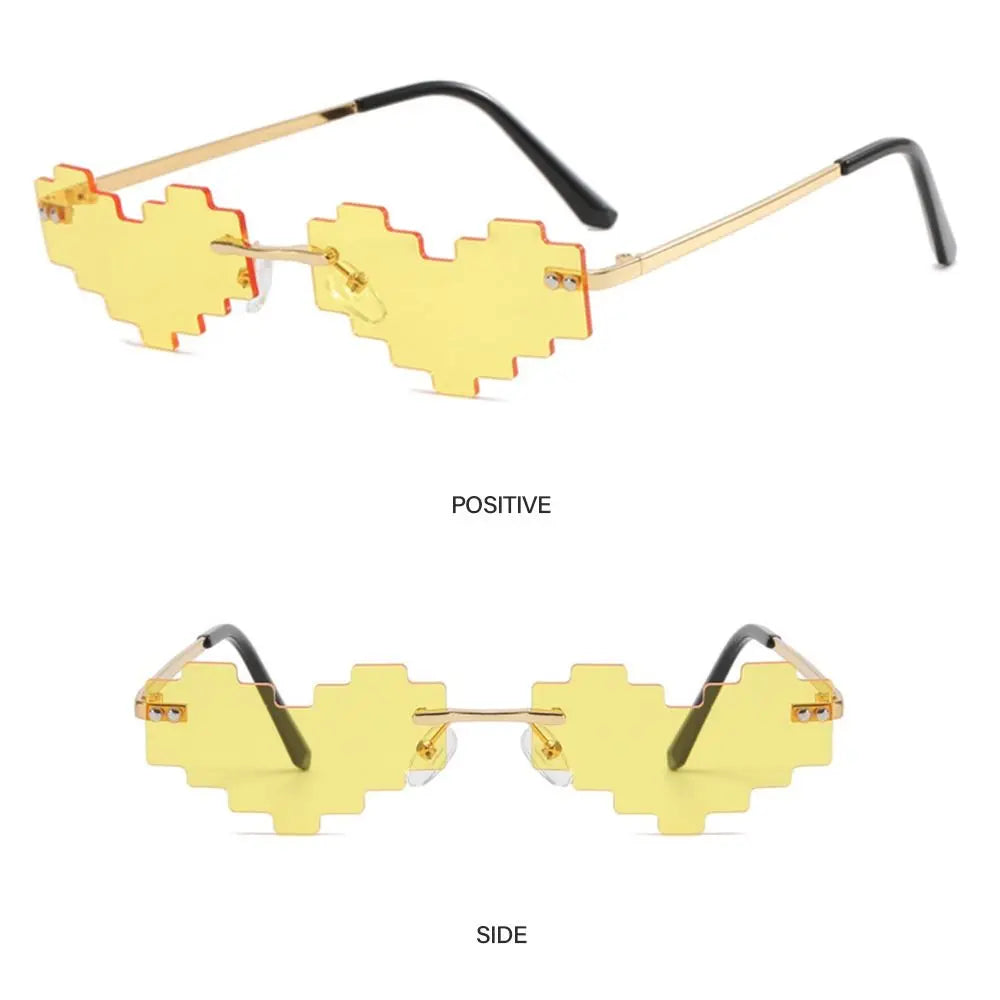 novel mosaic heart sunglasses funny pixelated mosaic glasses retro gamer robot eyeglasses cosplay party glasses for men women - uv protection stylish retro eyewear
