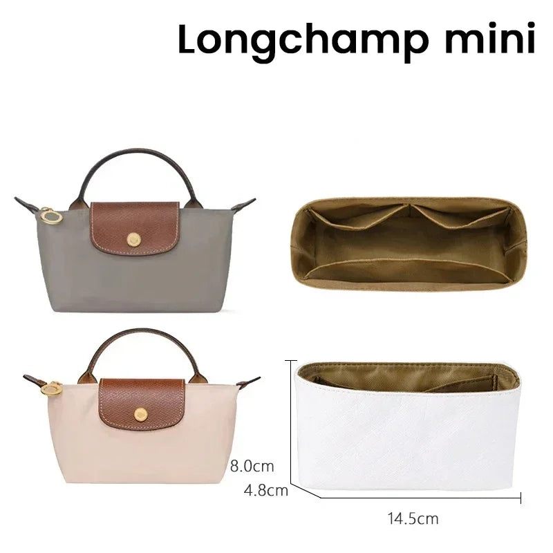 lightweight purse organizer insert for longchamp mini original series bag silk and dupontpaper handbag inner for luxury bags