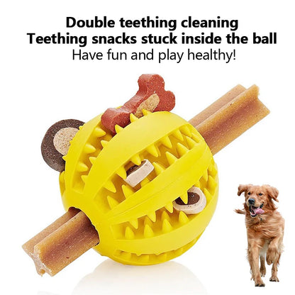 Interactive Rubber Dog Toy Ball with Treat Dispenser, Teeth Cleaning, Bouncy Design, Fetch & Solo Play, Bite Resistant, Dental Health Support, Durable Pet Entertainment