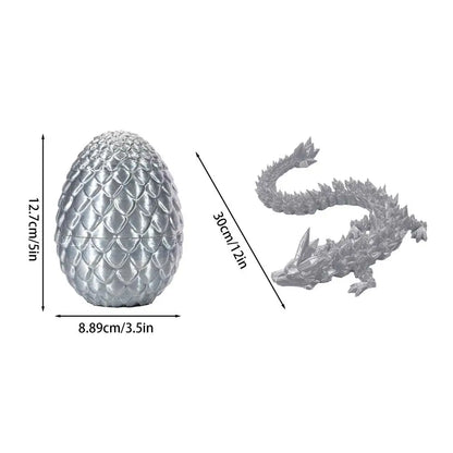 Crystal Dragon Action Figures 3D Printed Articulated Dragon With Egg Dinosaur Christmas Fidget Toy For Girls Kids Easter Basket