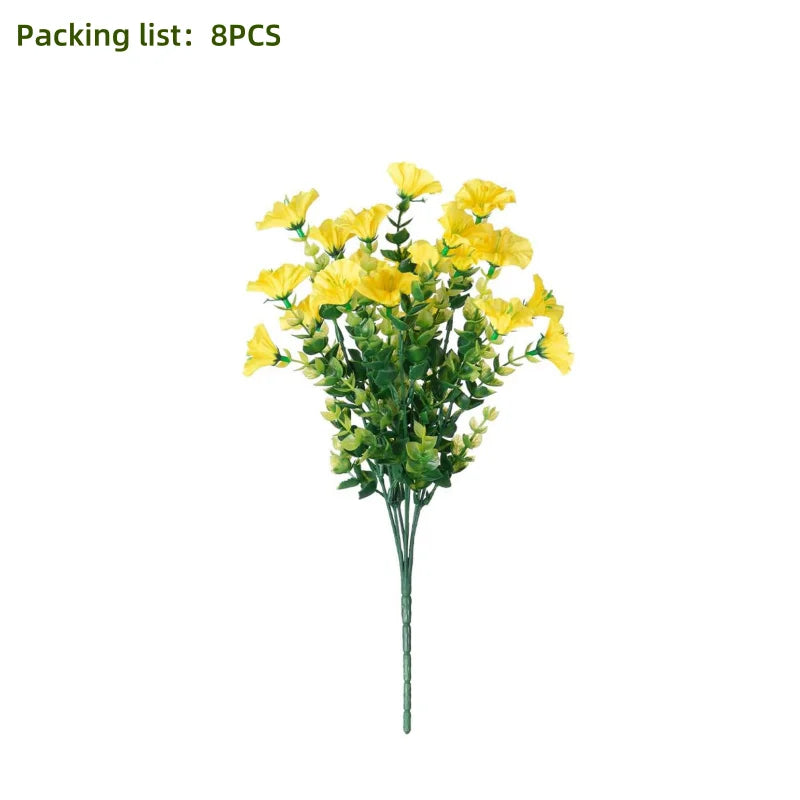 artificial flower branches set of 8, uv resistant, plastic, ideal for indoor, outdoor, home decor, parties, events, anniversaries, birthdays, weddings, graduations