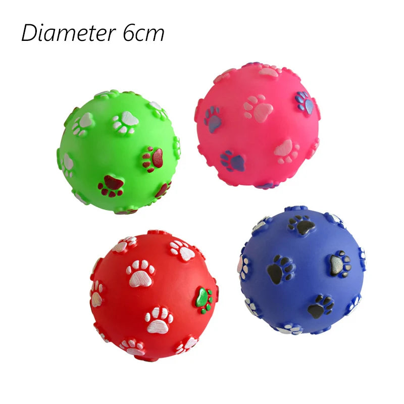 squeaky rubber dog ball toy, durable 6cm chew toy for puppies & small dogs, interactive plastic fetch ball, ideal for training & reducing pet boredom