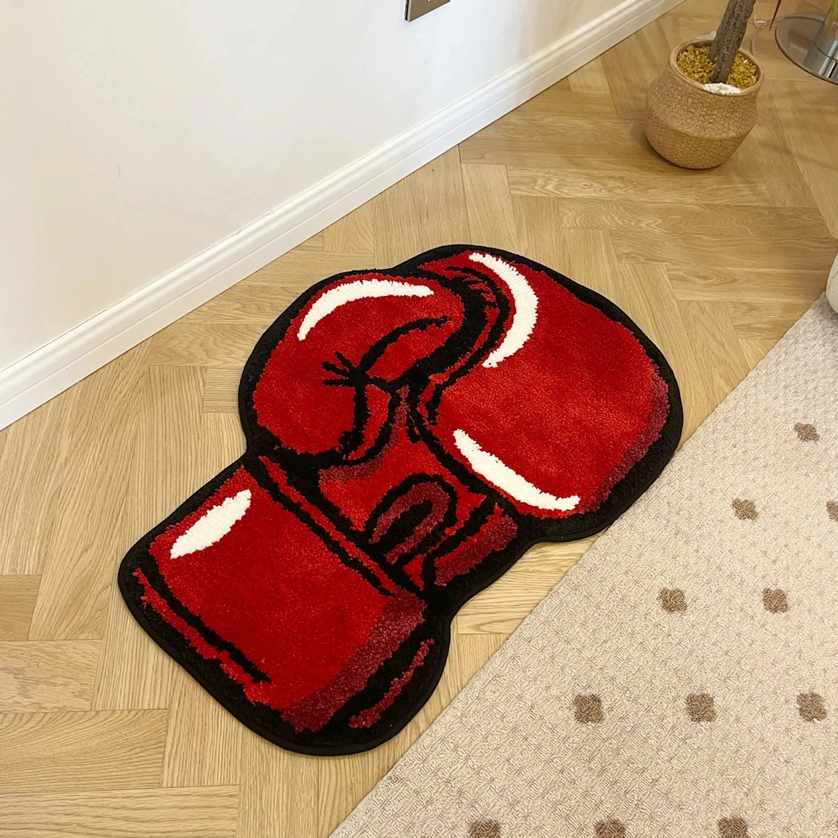 red boxing gloves tufted rugs soft fluffy tiger print rug non-slip absorbent bathroom floor mat room decor home essential