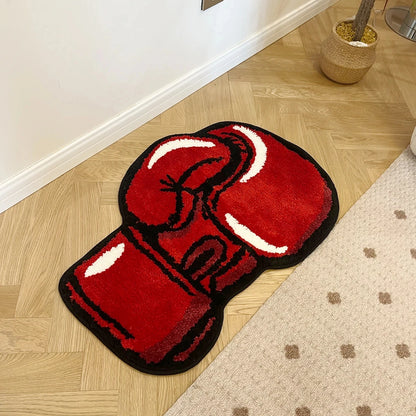 Red Boxing Gloves Tufted Rugs Soft Fluffy Tiger Print Rug Non-slip Absorbent Bathroom Floor Mat Room Decor Home Essential