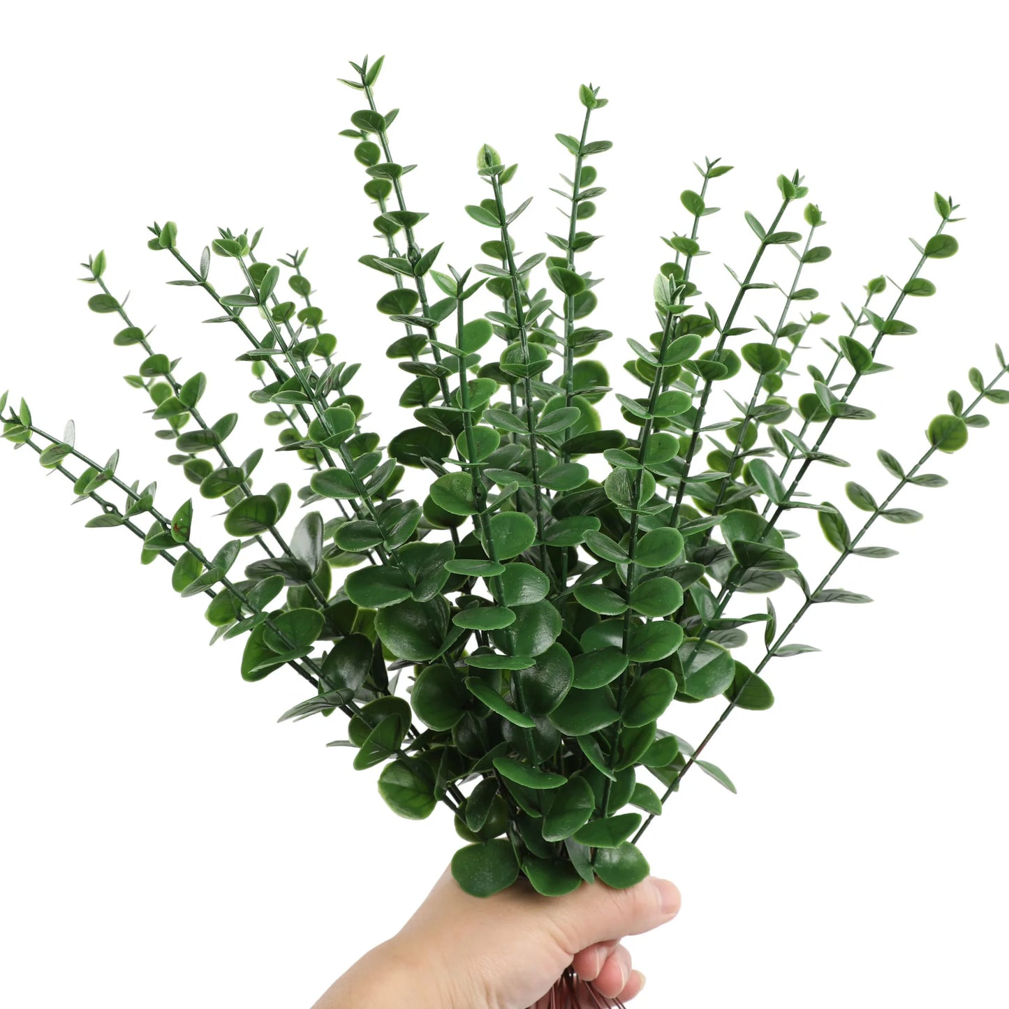 12 artificial eucalyptus stems, silver dollar greenery, faux branches for wedding bouquets, floral arrangements, home and outdoor decoration, 12 piece set