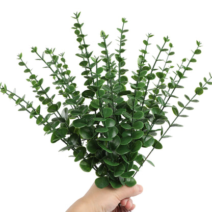 12 Artificial Eucalyptus Stems, Silver Dollar Greenery, Faux Branches for Wedding Bouquets, Floral Arrangements, Home and Outdoor Decoration, 12 Piece Set